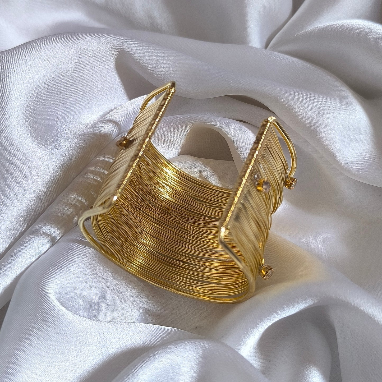 Korean Gold-Plated Cuff with Cubic Zirconia.