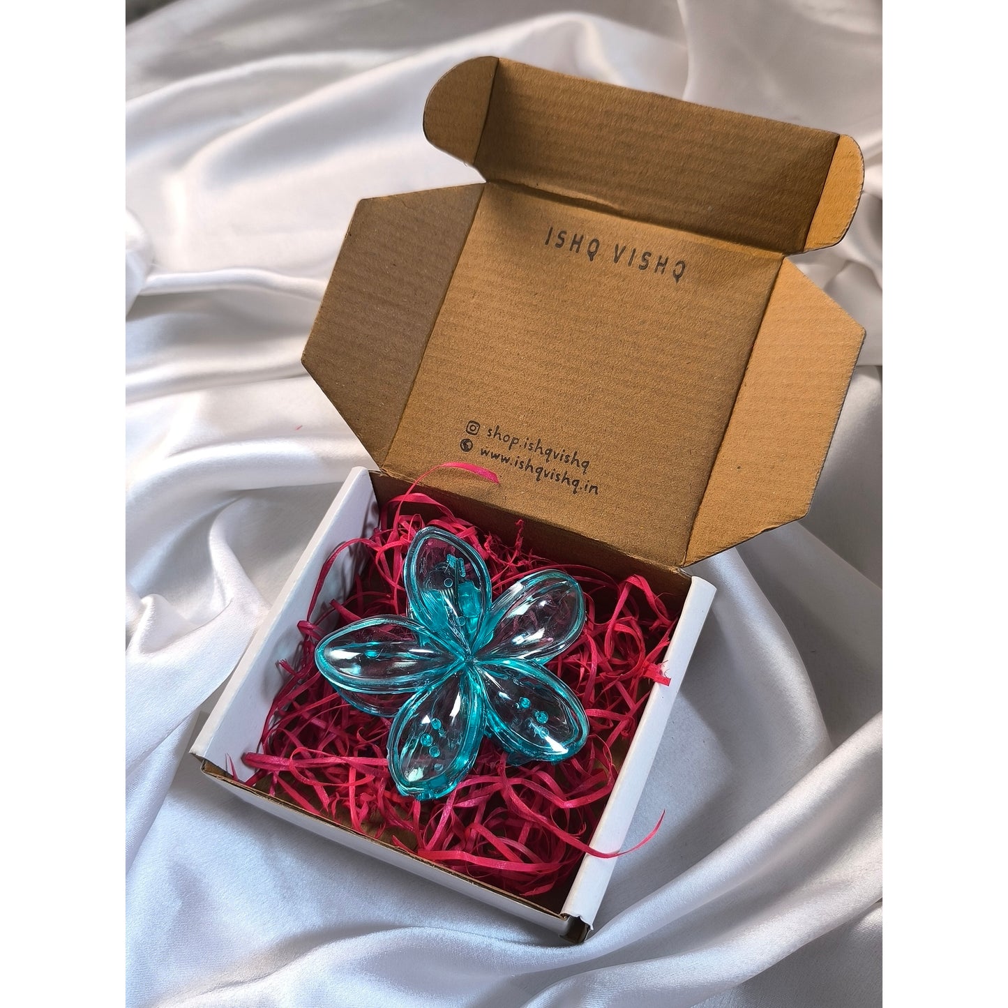 3 Combos of Transparents Floral Claw Clips, Size-L