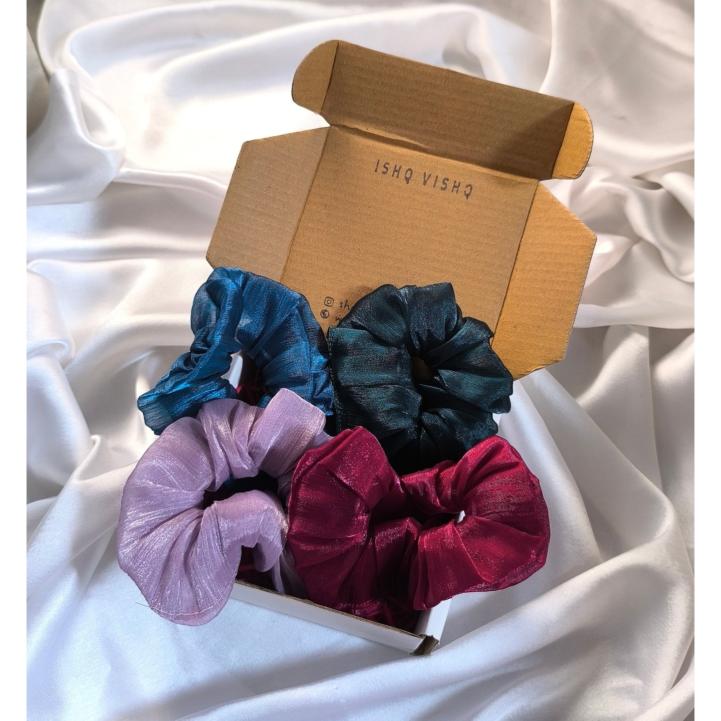 4 Combo of Organza Scrunchies