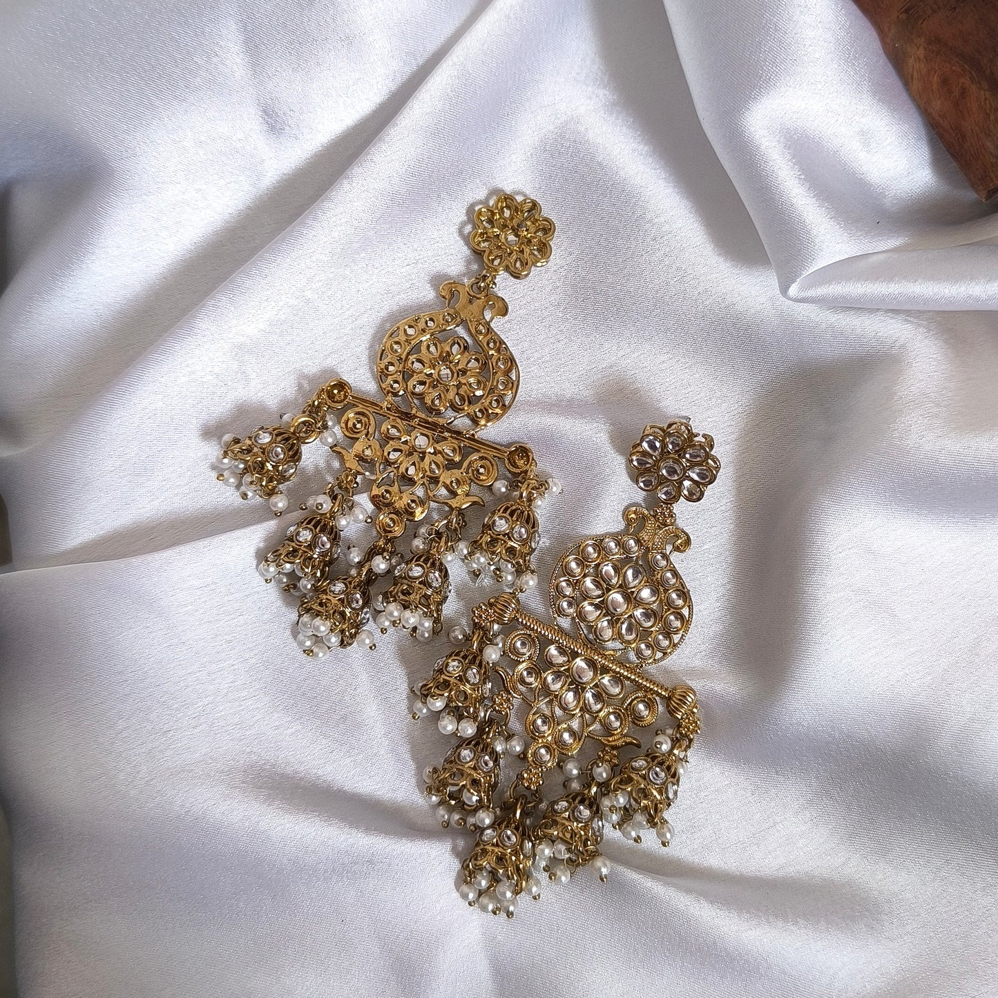 Peacock Gold Plating with 5 Jhumka Drops Premium Earrings