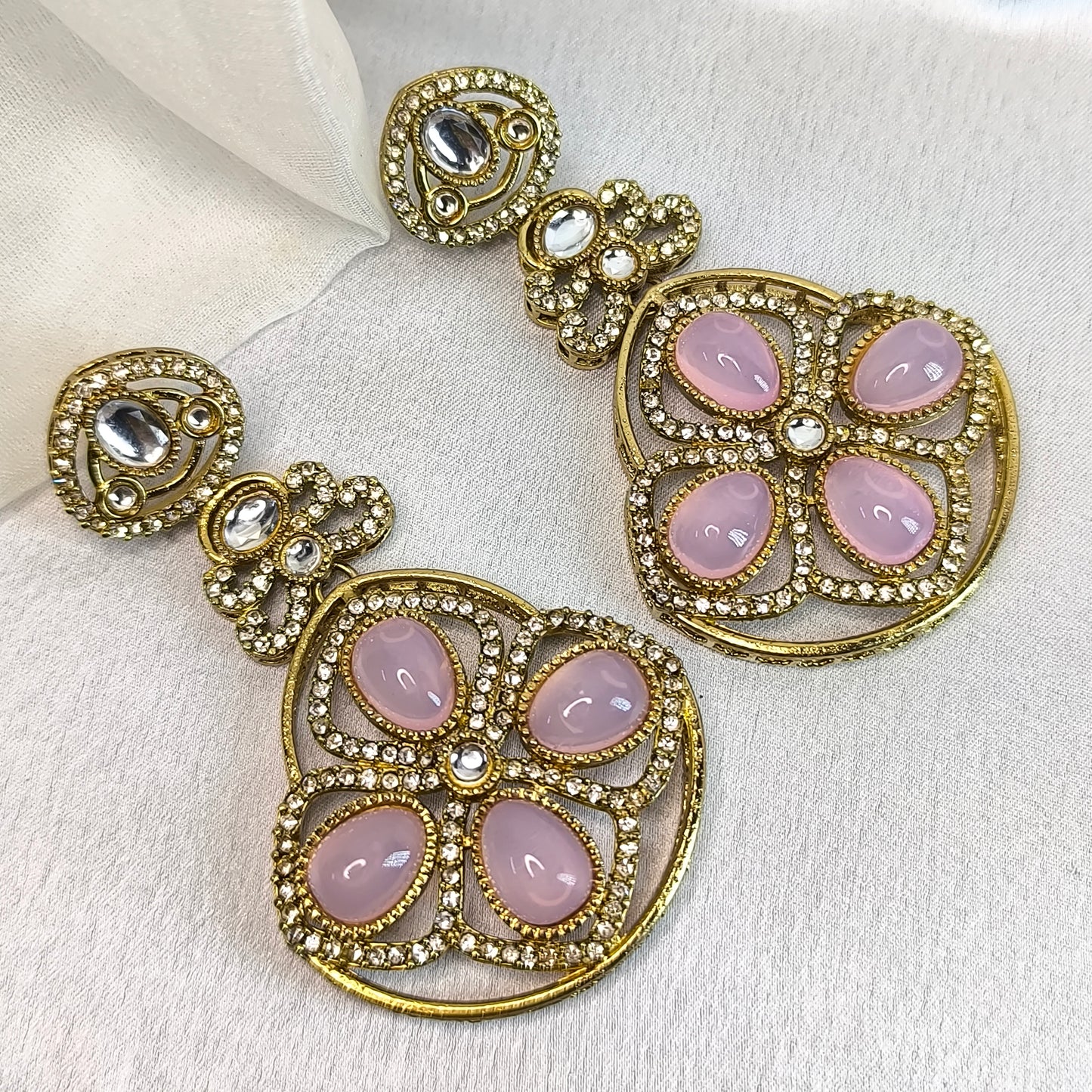 Rose Quartz Bloom Premium Earrings