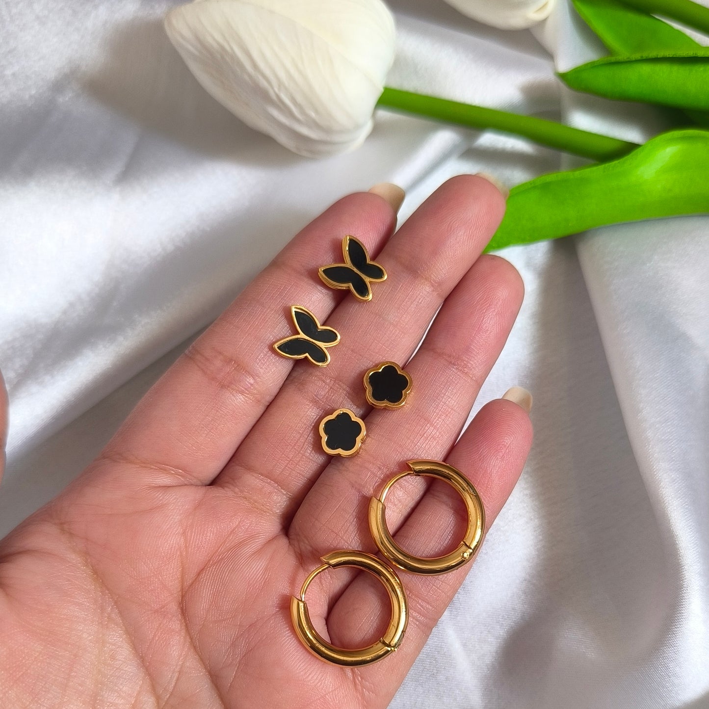 3 Combo of Anti-Tarnish Studs and Hoops
