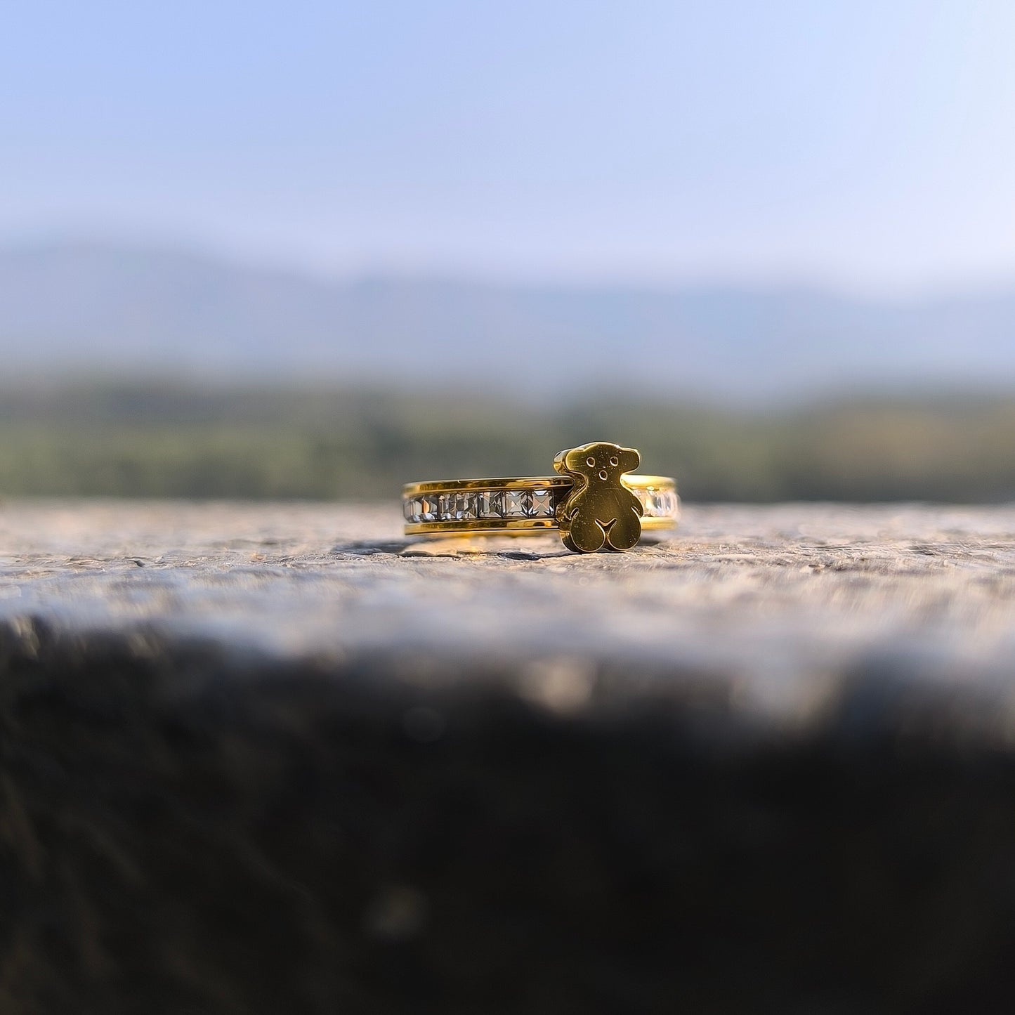 Anti-Tarnish Teddy Bear AD Ring