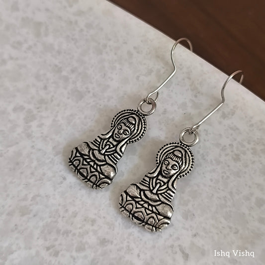 God Buddha Oxidised Earrings