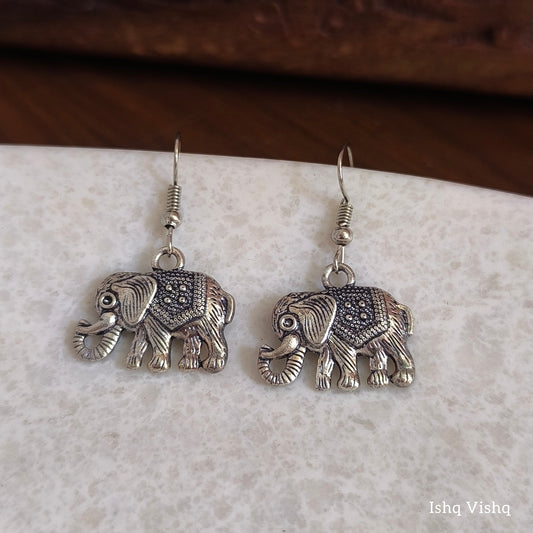 Elephant Oxidised Earrings