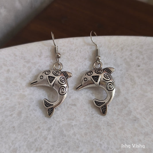 Dolphin Oxidised Earrings