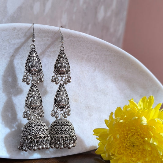 Mehfil Teardrop Oxidised Earrings