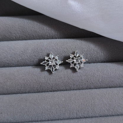 Silver Floral Star Studs