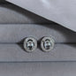 Silver Oval Halo Studs