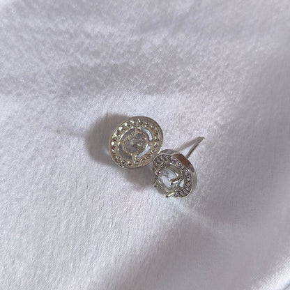Silver Oval Halo Studs