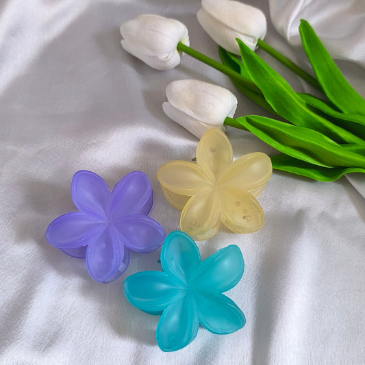 3 Combos of Matte Floral Claw Clips, Size-M