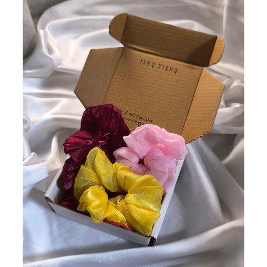 3 combo of Organza Scrunchies