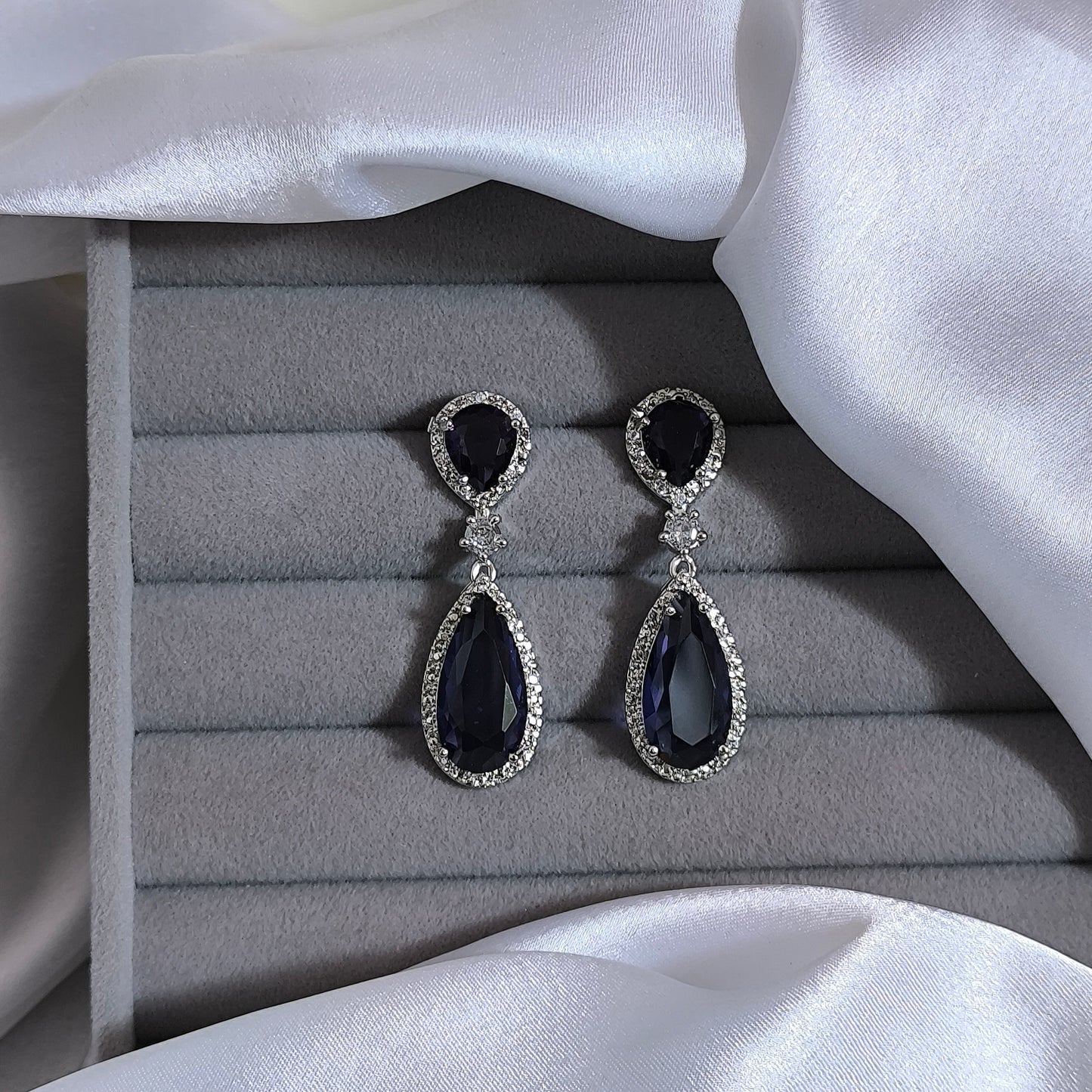 Myra American Diamonds Earrings with English Purple Stone