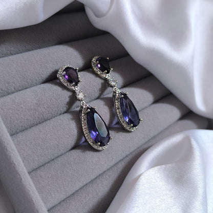 Myra American Diamonds Earrings with English Purple Stone
