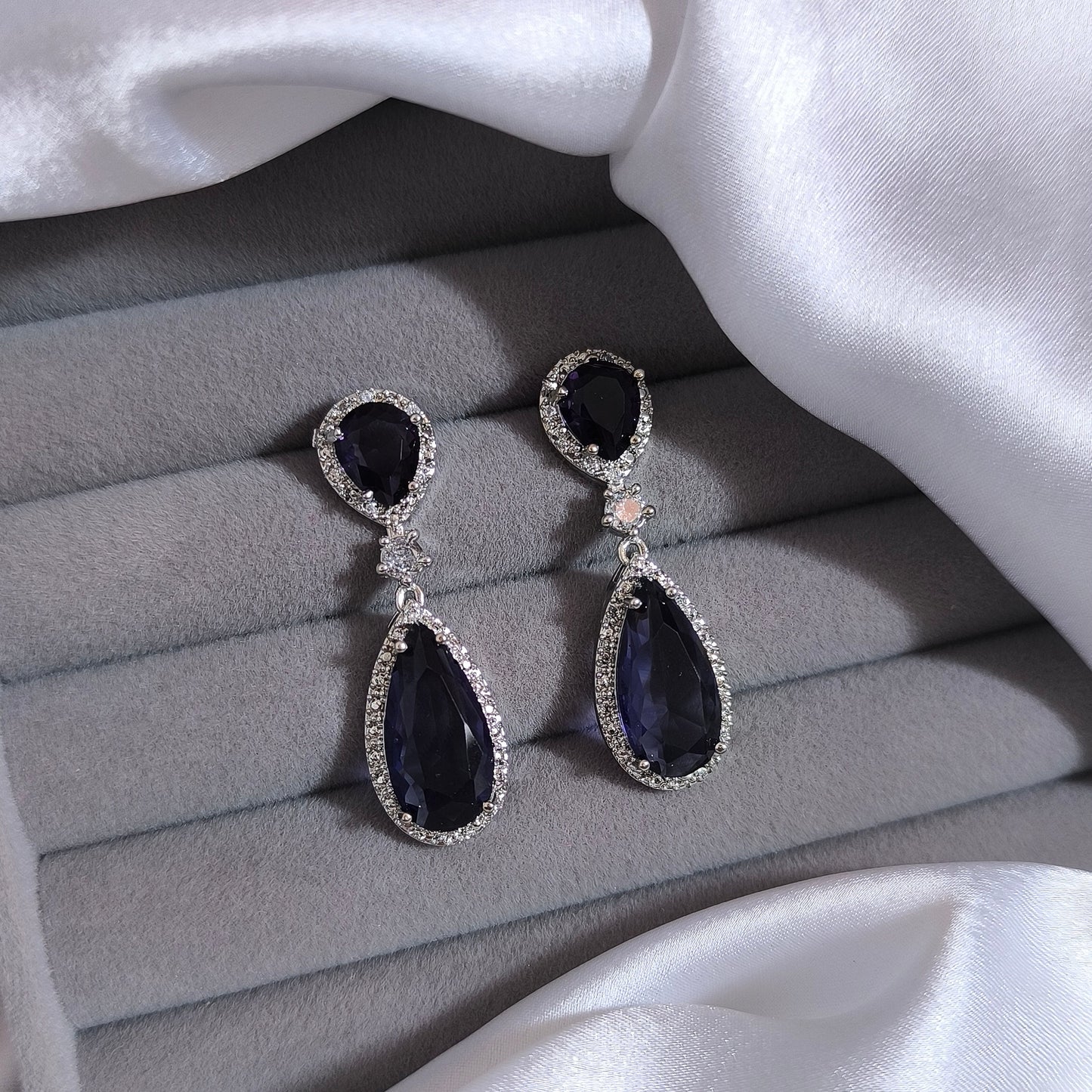 Myra American Diamonds Earrings with English Purple Stone