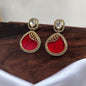 Driti Gold Plating Red Enamel with Polki Stone Designer Premium Earrings