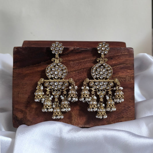 Peacock Gold Plating with 5 Jhumka Drops Premium Earrings