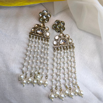 Rooh-e-Noor Kundan Pearl Drops Premium Earrings