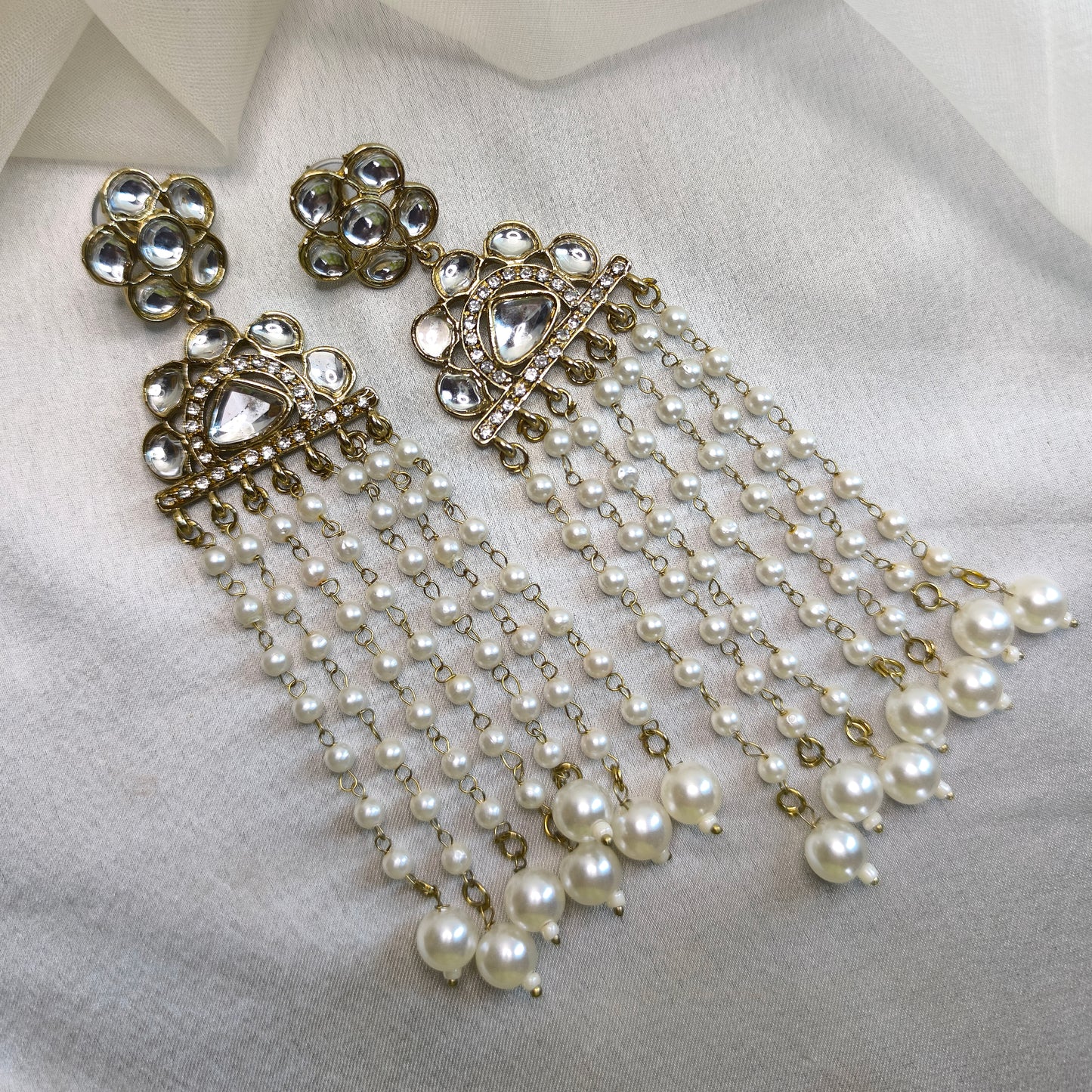 Rooh-e-Noor Kundan Pearl Drops Premium Earrings