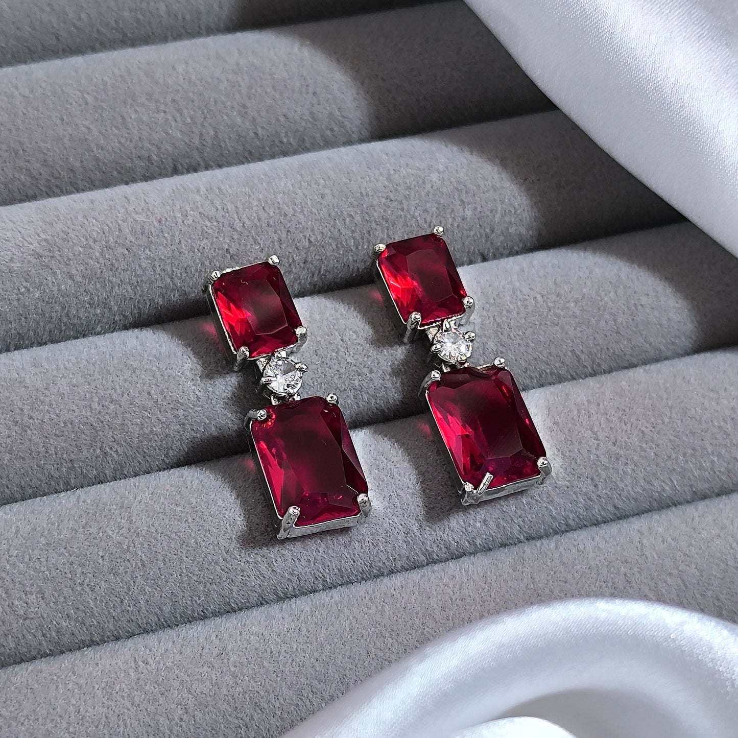 Crimson Red Crystal Premium Earrings
