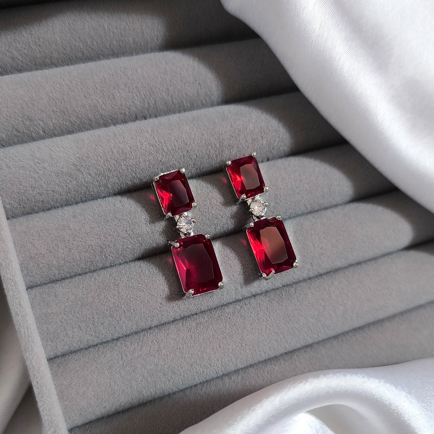 Crimson Red Crystal Premium Earrings