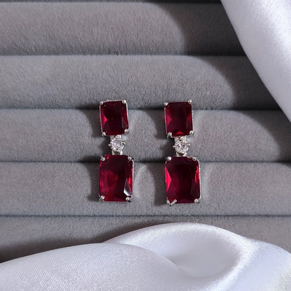 Crimson Red Crystal Premium Earrings