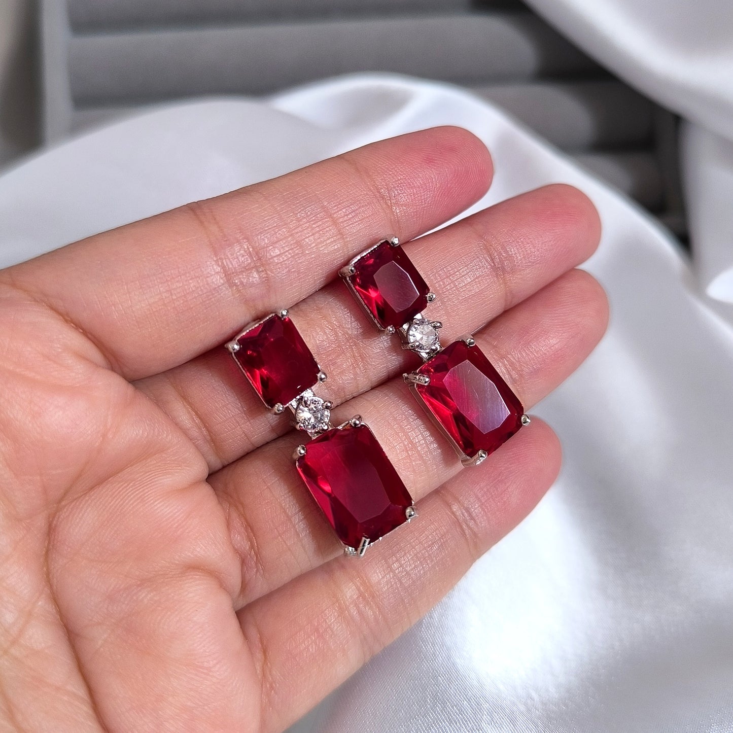 Crimson Red Crystal Premium Earrings