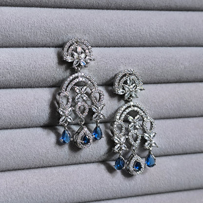 Sapphire Accent Chandelier Earrings
