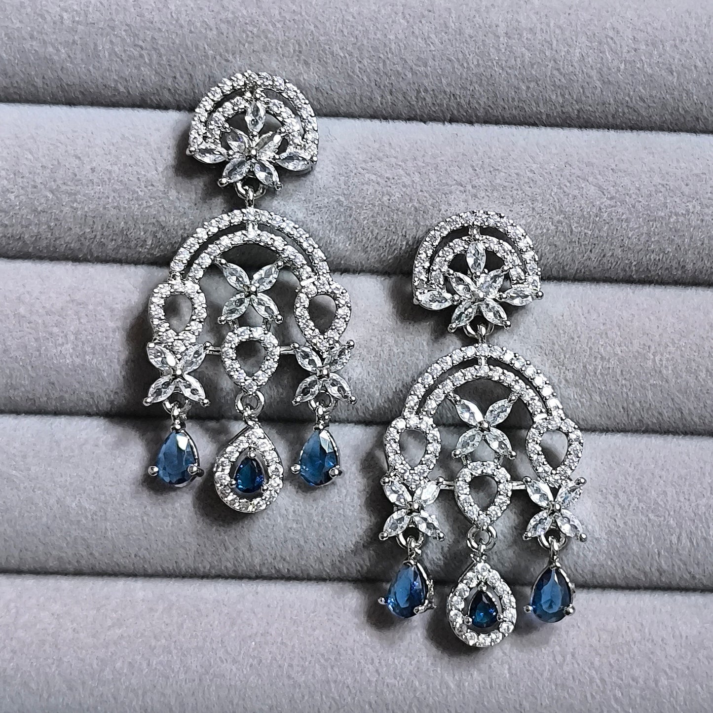 Sapphire Accent Chandelier Earrings