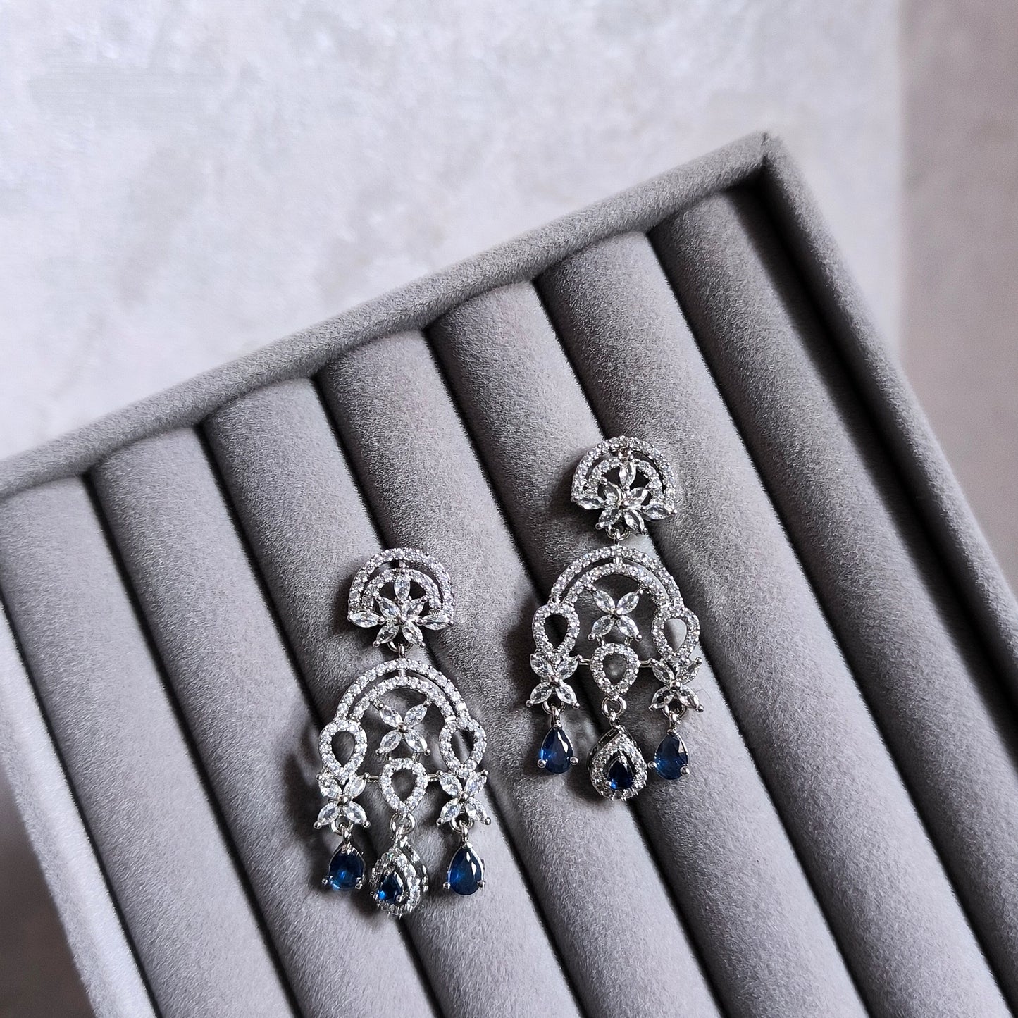 Sapphire Accent Chandelier Earrings