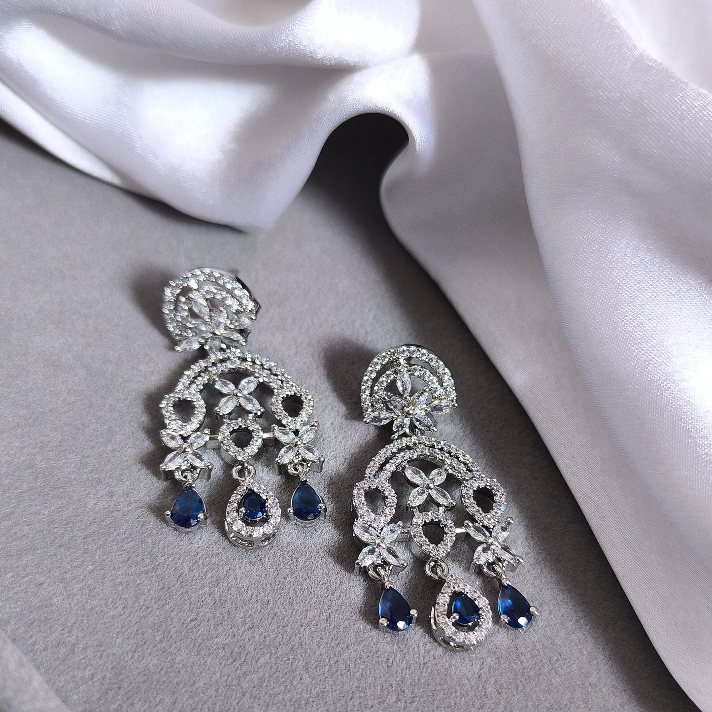 Sapphire Accent Chandelier Earrings