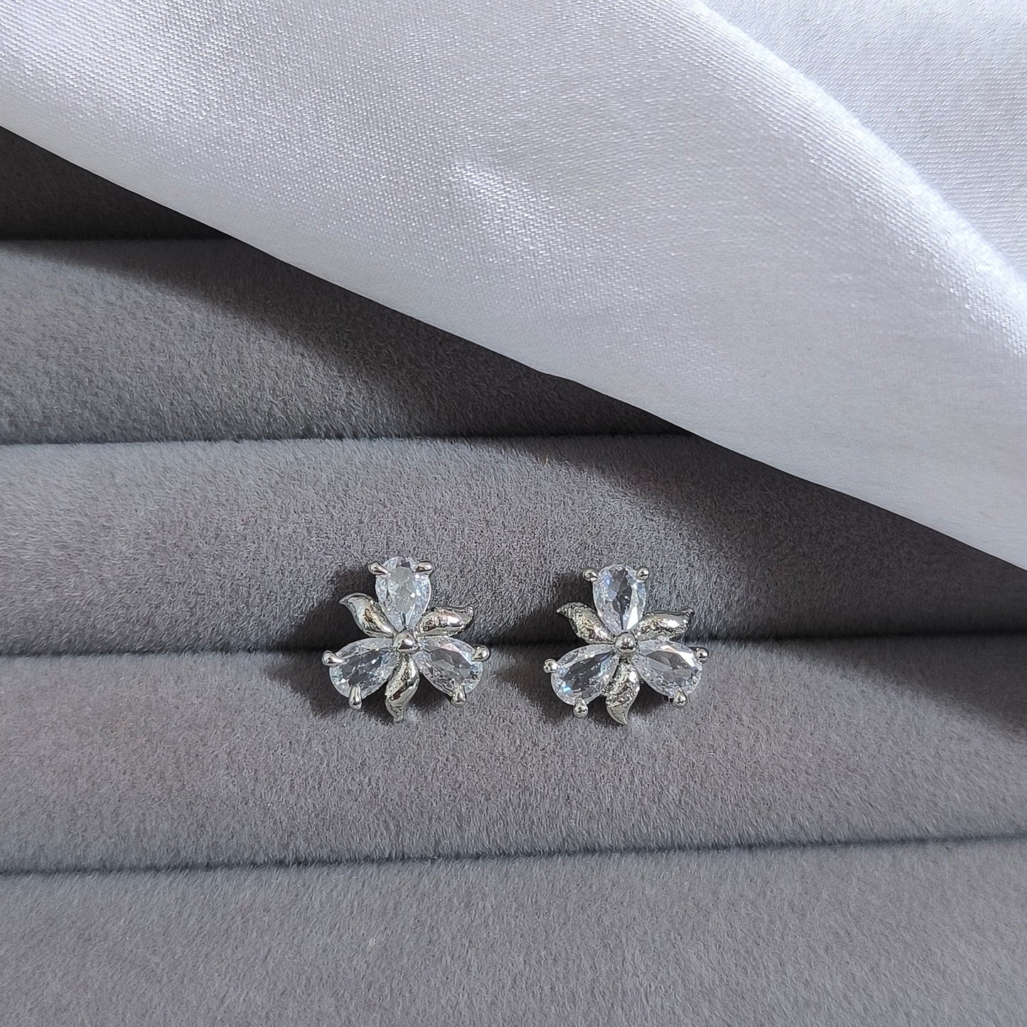 Petite Crystal Flower Studs
