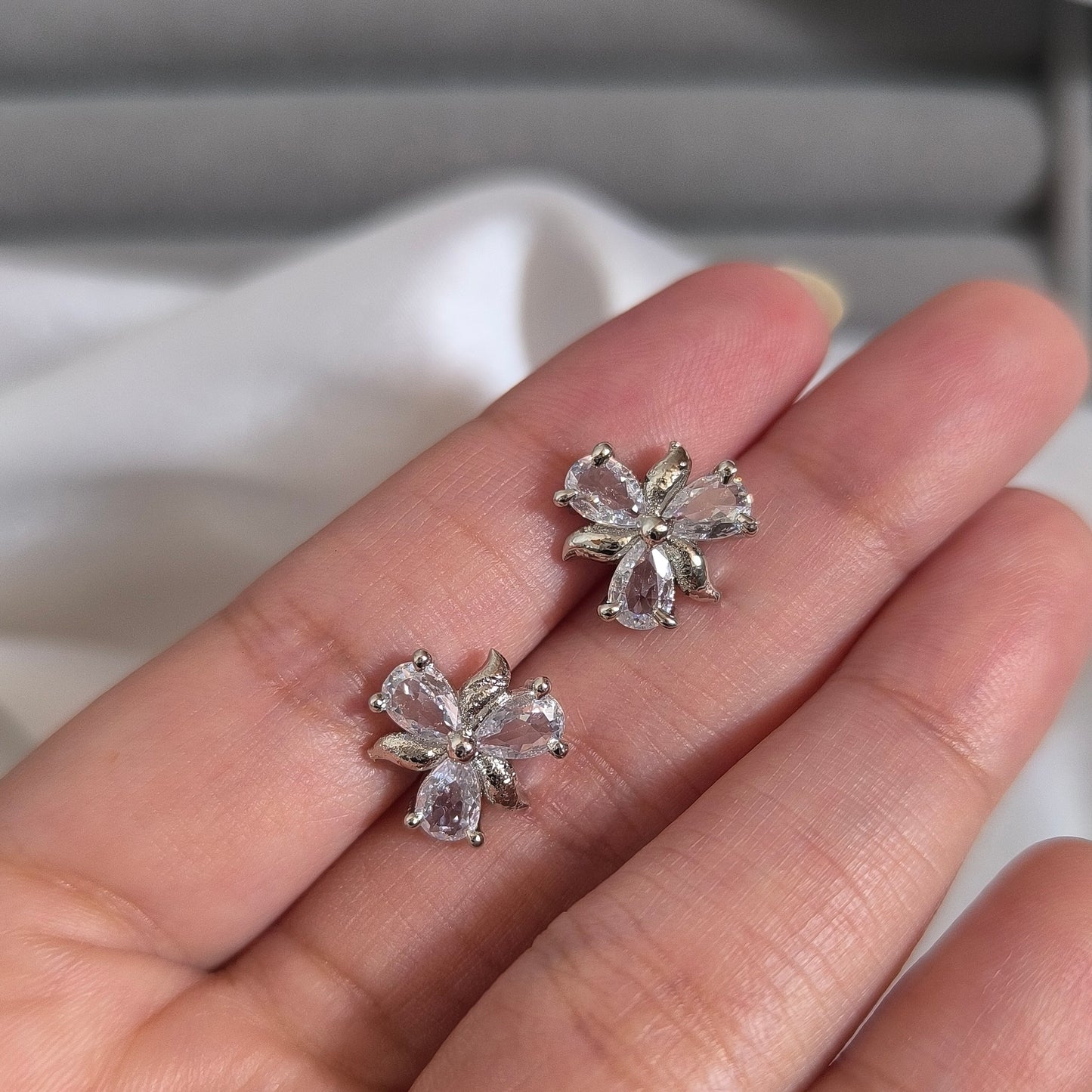 Petite Crystal Flower Studs