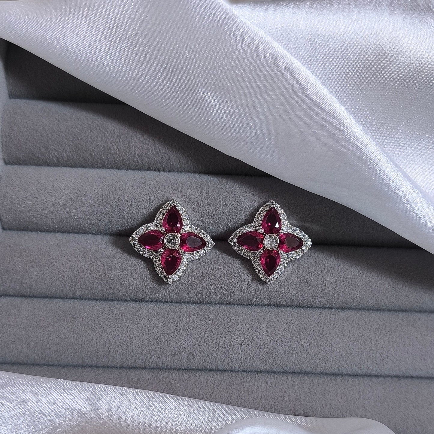 Ruby Clover Studs