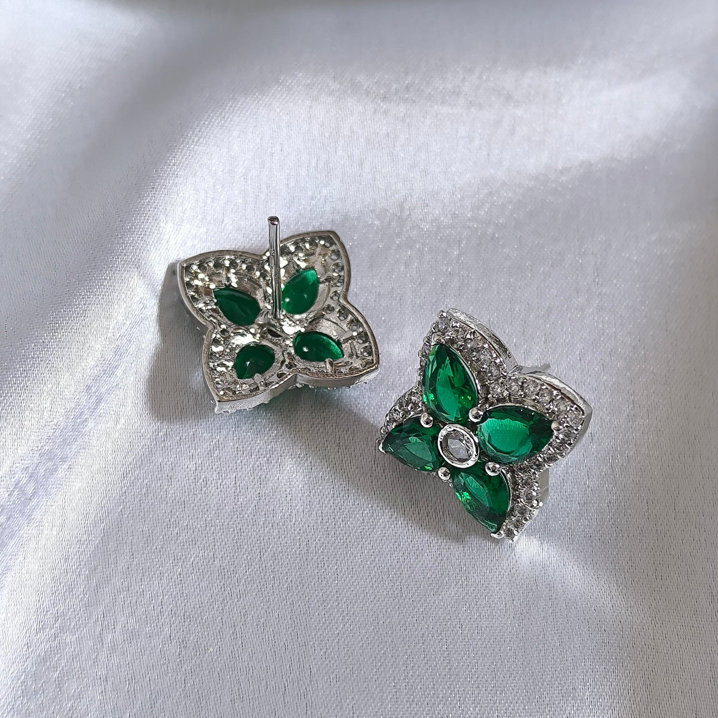 Royal Green Clover Studs