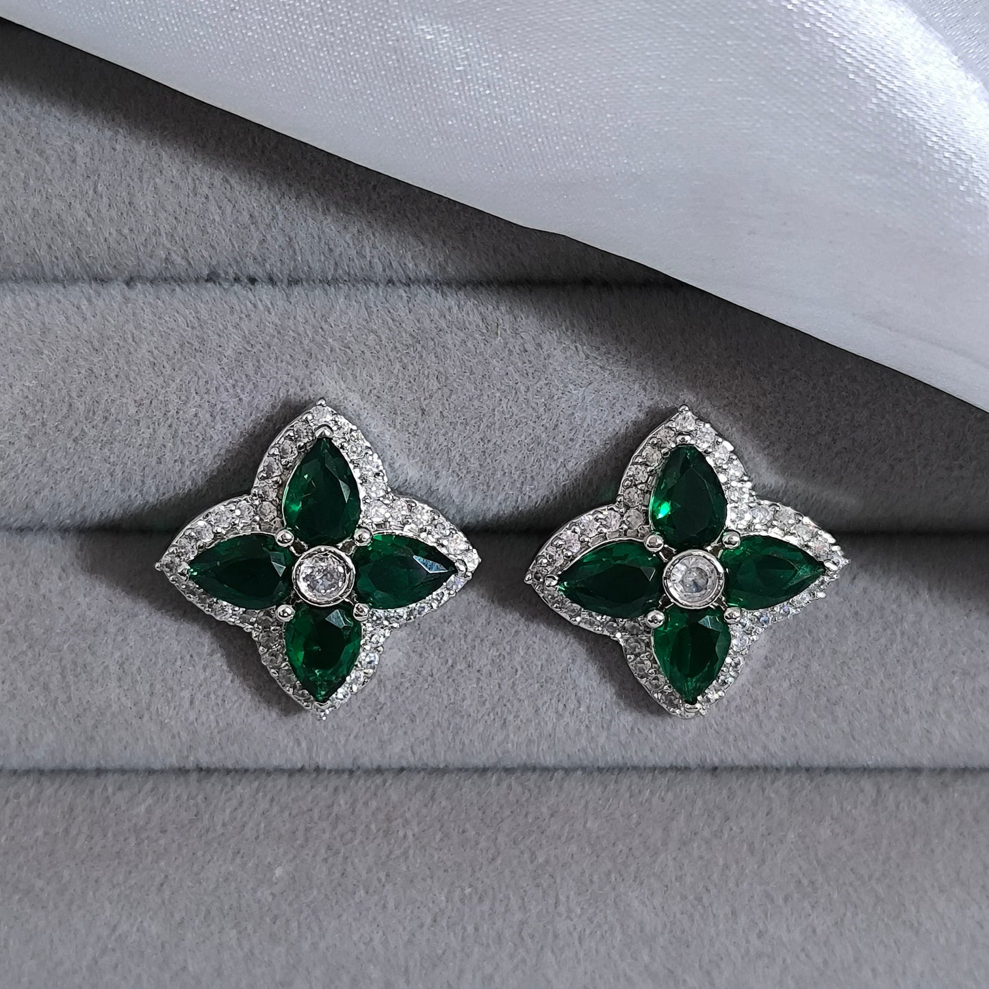 Royal Green Clover Studs