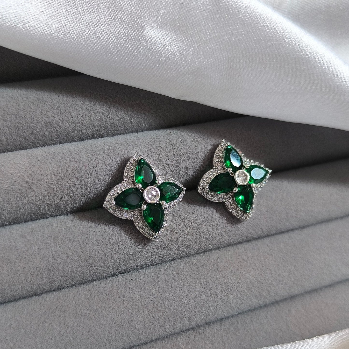 Royal Green Clover Studs