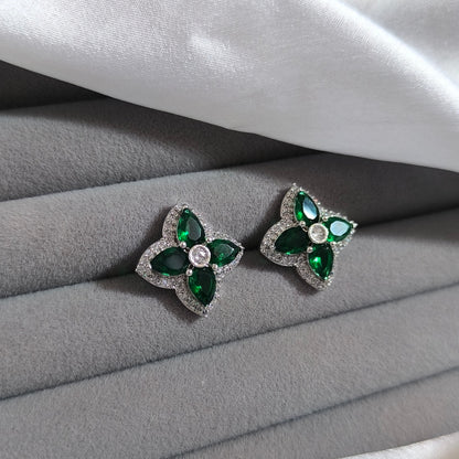 Royal Green Clover Studs