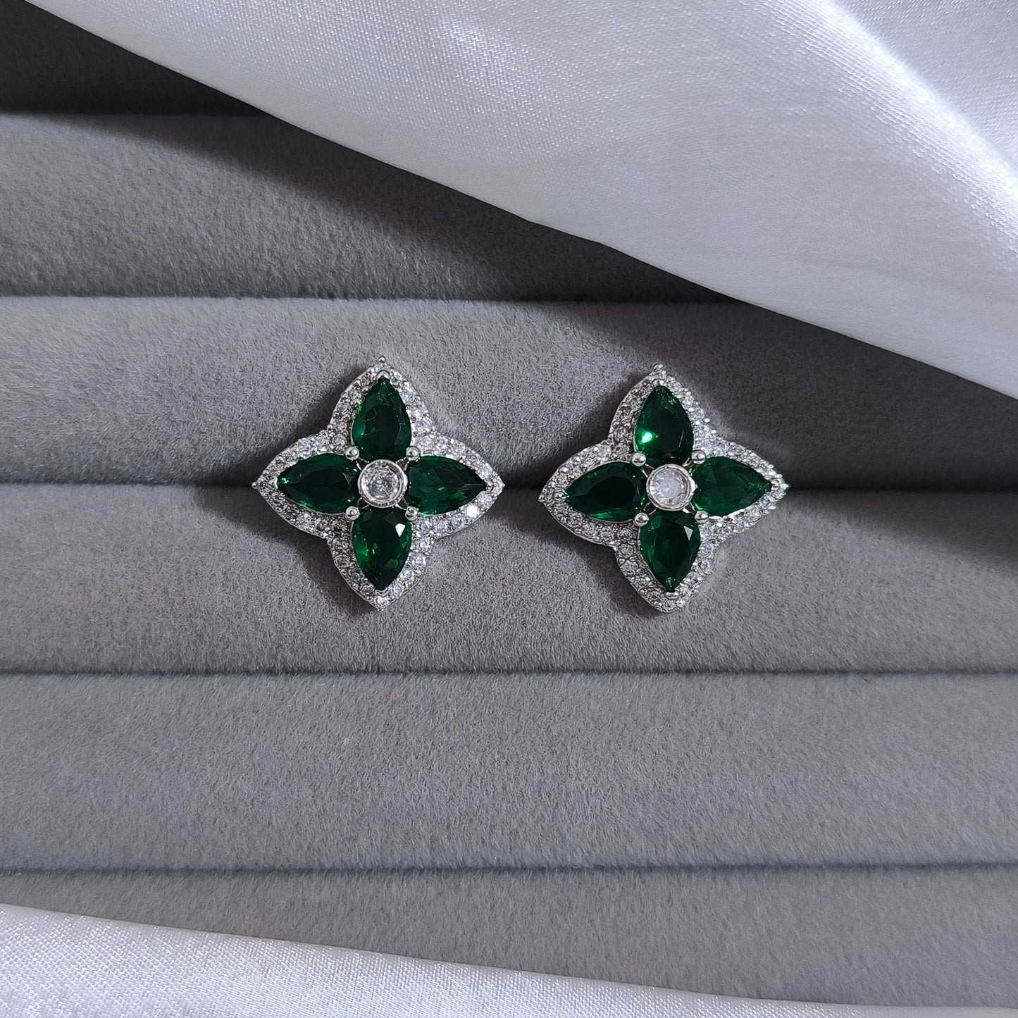 Royal Green Clover Studs