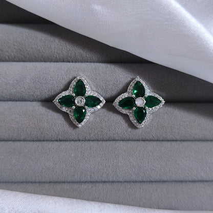 Royal Green Clover Studs