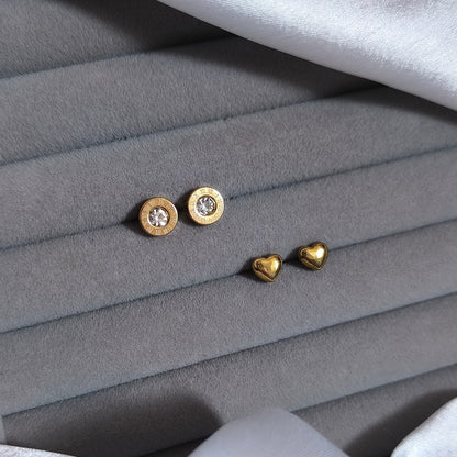 Combo of Anti-Tarnish Roman and Golden Heart Studs