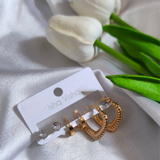 3 Combo of Anti-Tarnish Studs and Hoops