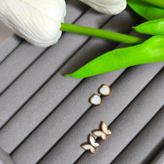 Combo of Anti-Tarnish White Enamel Studs