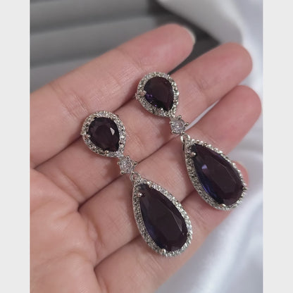 Myra American Diamonds Earrings with English Purple Stone