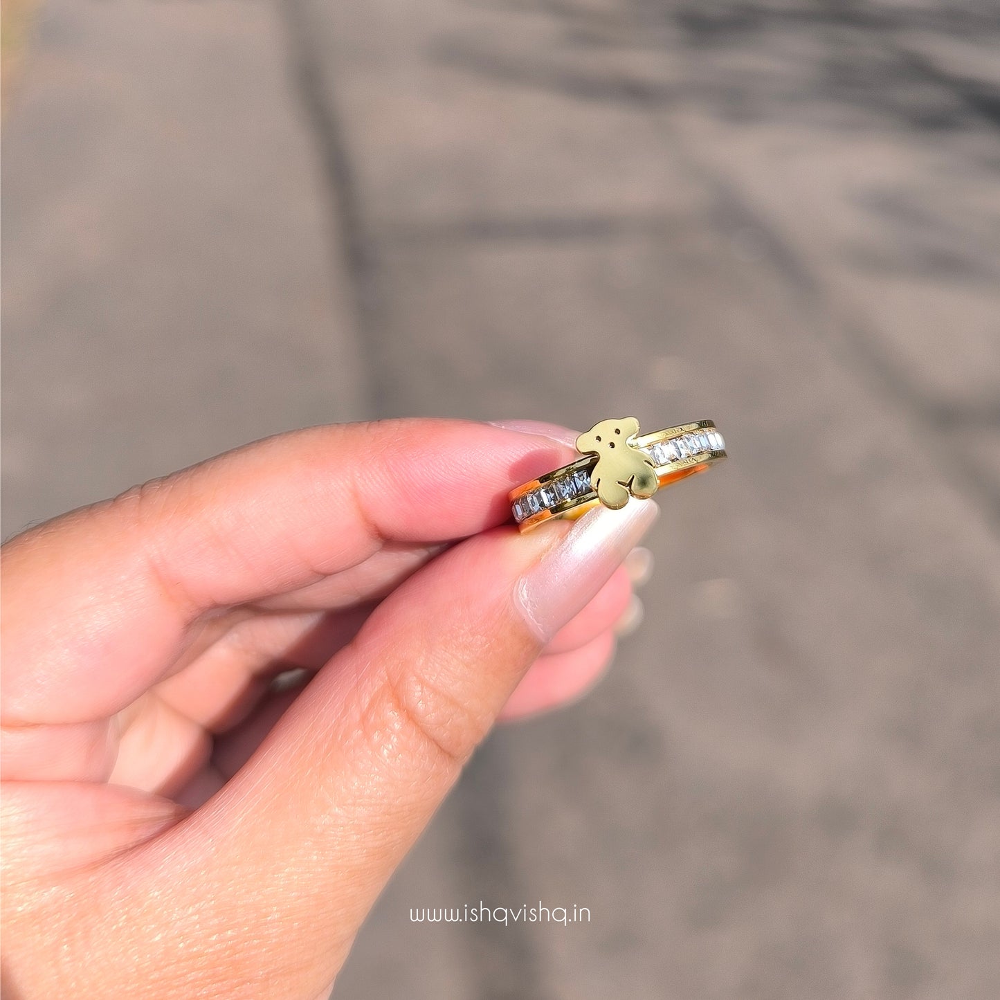 Anti-Tarnish Teddy Bear AD Ring