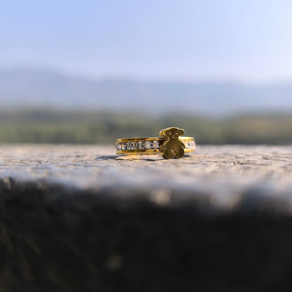 Anti-Tarnish Teddy Bear AD Ring