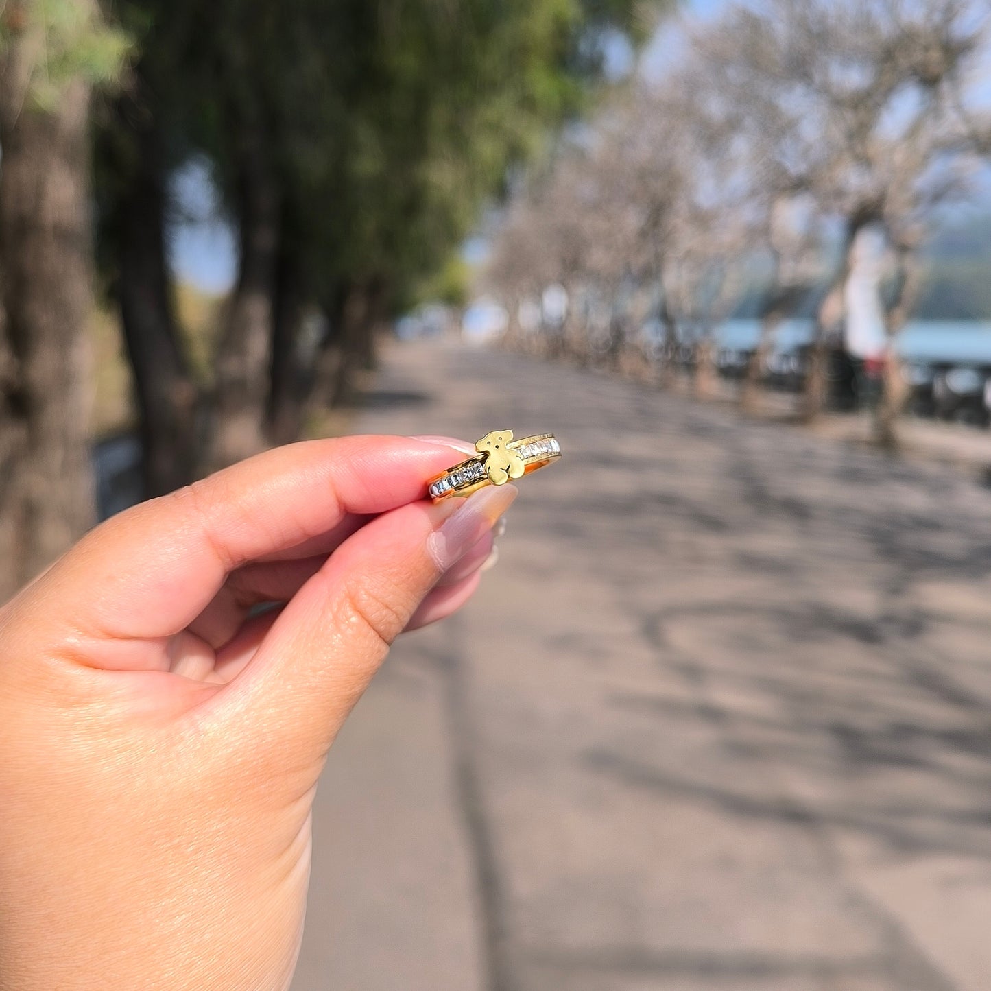 Anti-Tarnish Teddy Bear AD Ring